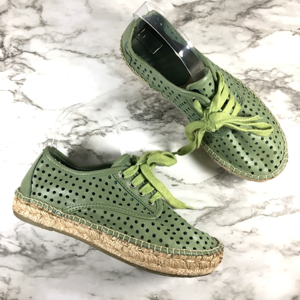 Marcus B Green Lace Up Laser Cut Espadrilles